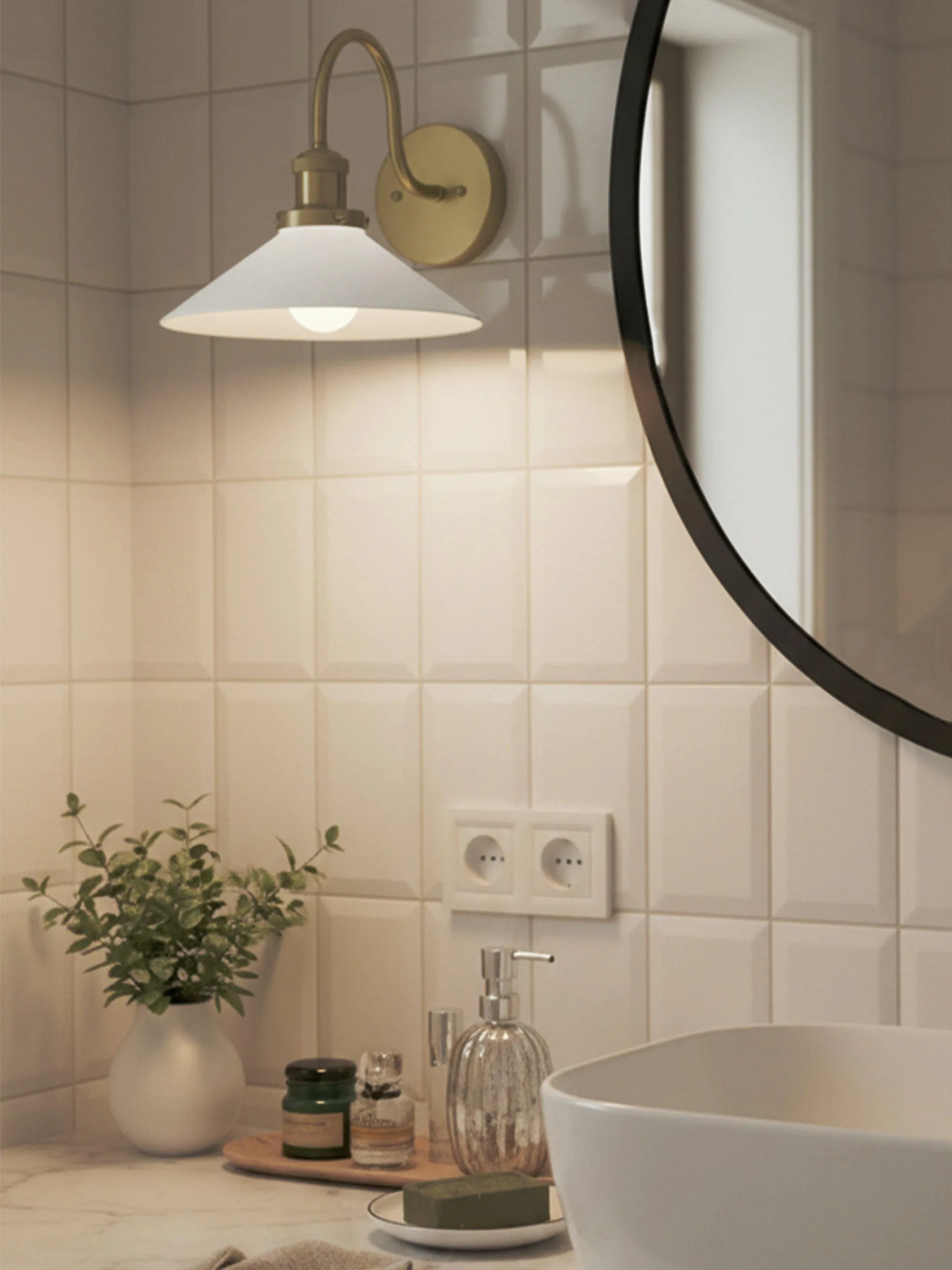 August wandlamp, Opaal-messing PR Home