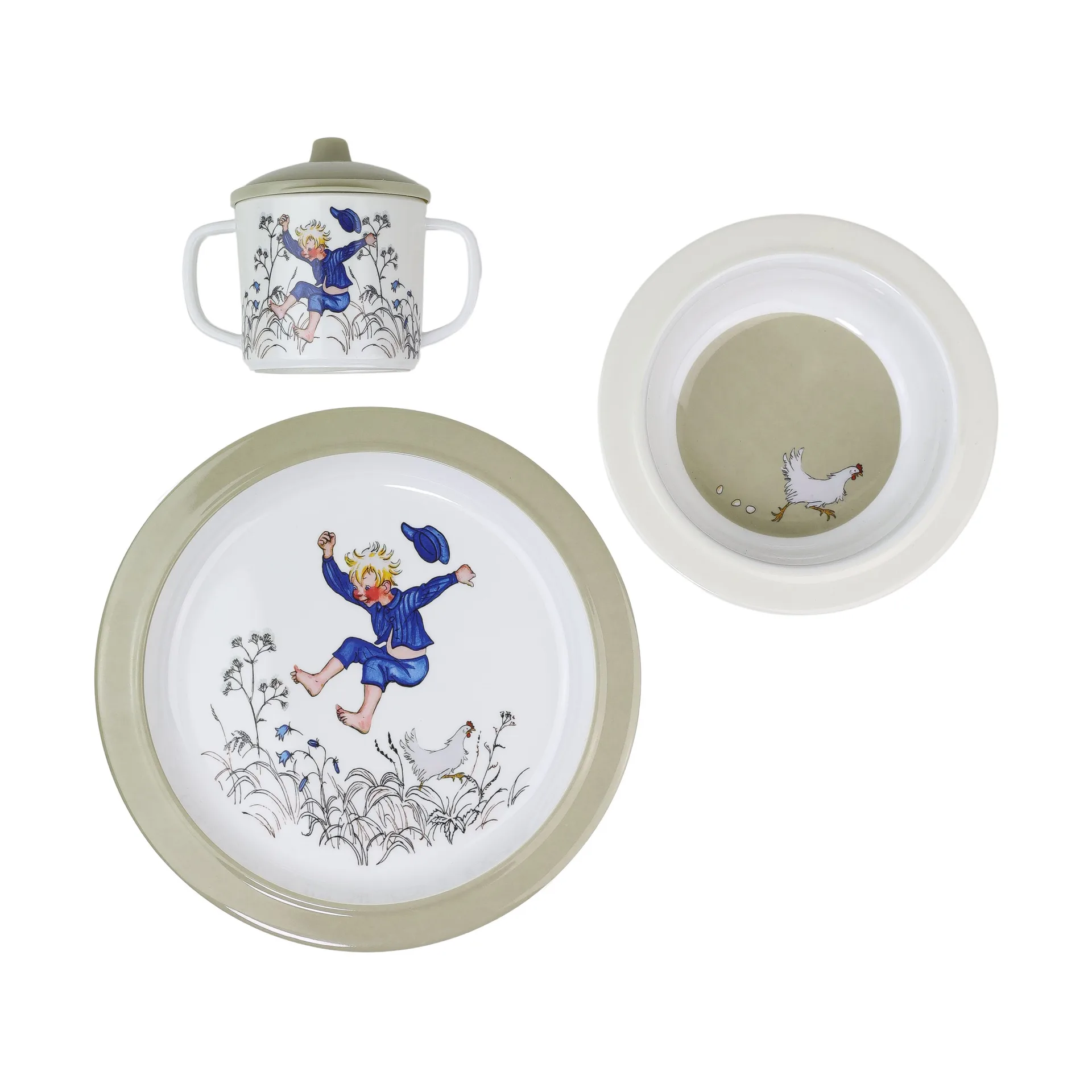 Emil i Lönneberga kinderservies 3-delig, Wit-blauw Rätt Start