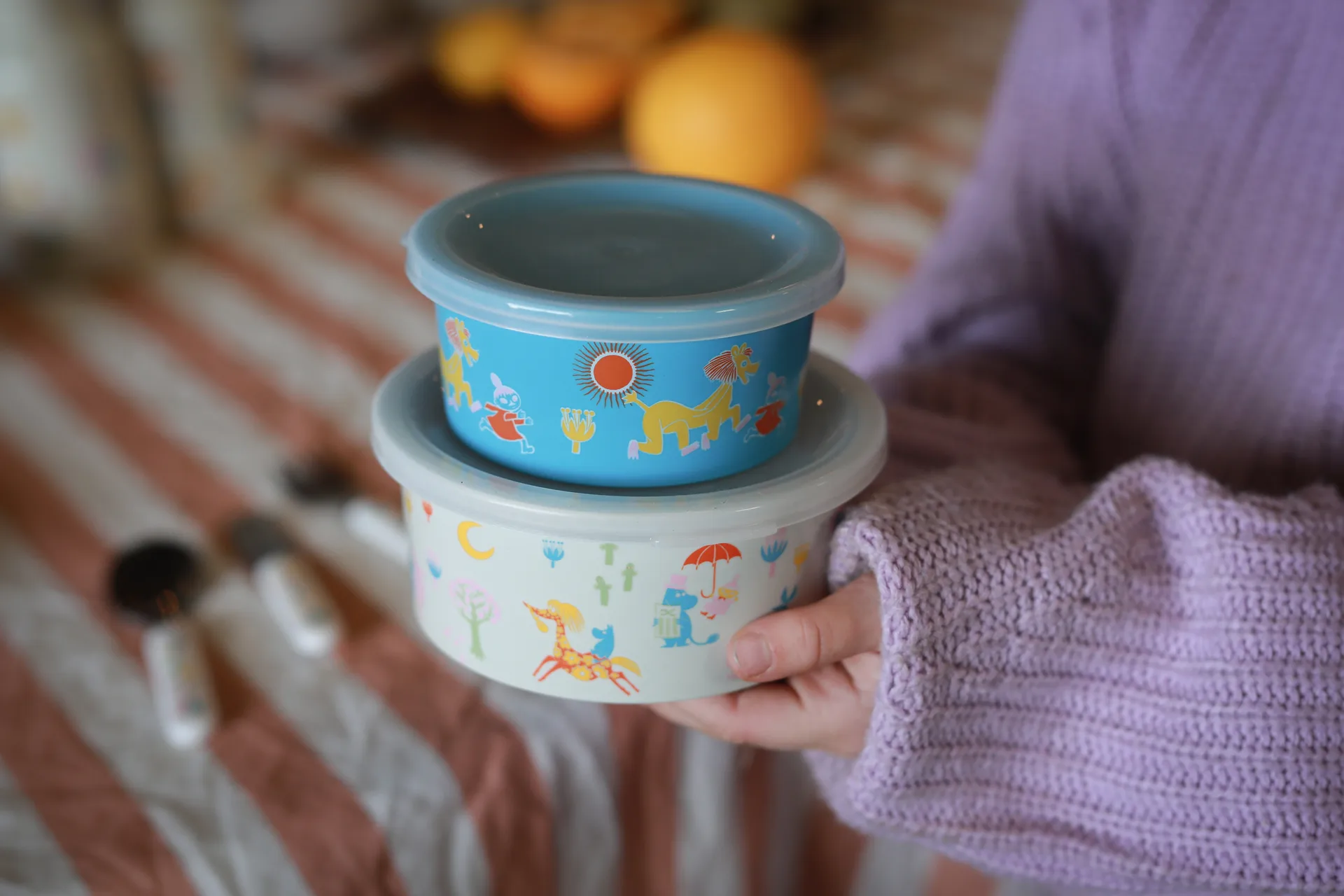 Moomin 80 snackbox 2 delen, Beige-blauw Rätt Start