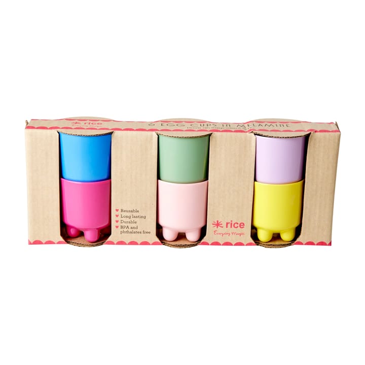 Rice eierdop melamine 6-delig - Multicolor - RICE