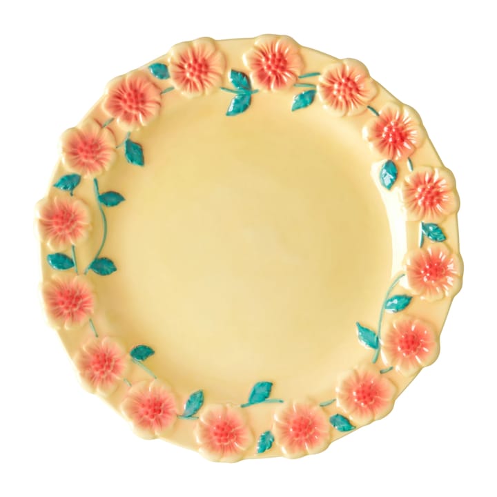 Rice Embossed Flower bordje Ø20 cm - Crème - RICE