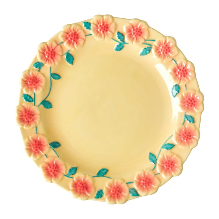Rice Embossed Flower keramieken bord Ø25,5 cm - Crème - RICE