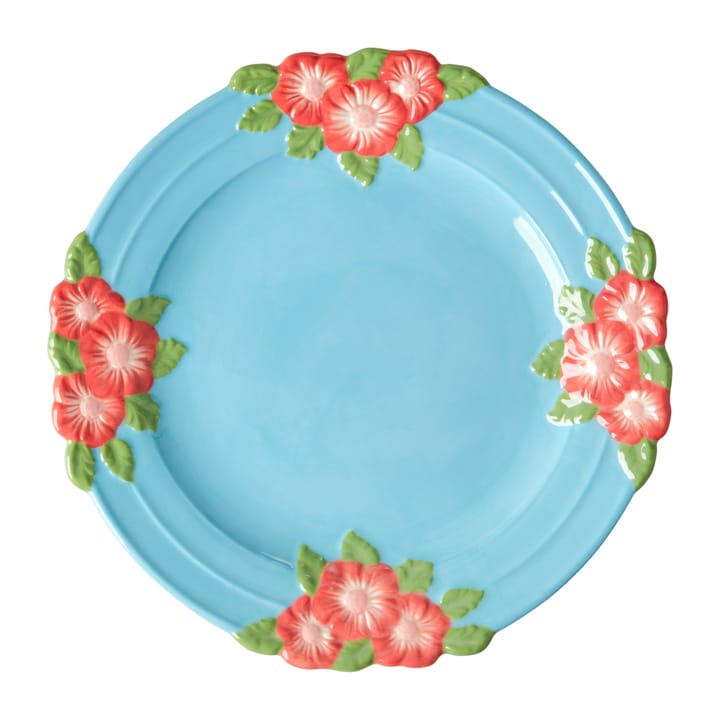 Rice Embossed Flower keramieken bord Ø25,5 cm - Mint - RICE