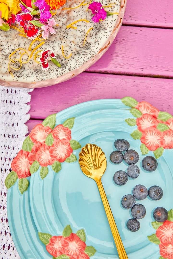 Rice Embossed Flower keramieken bord Ø25,5 cm, Mint RICE
