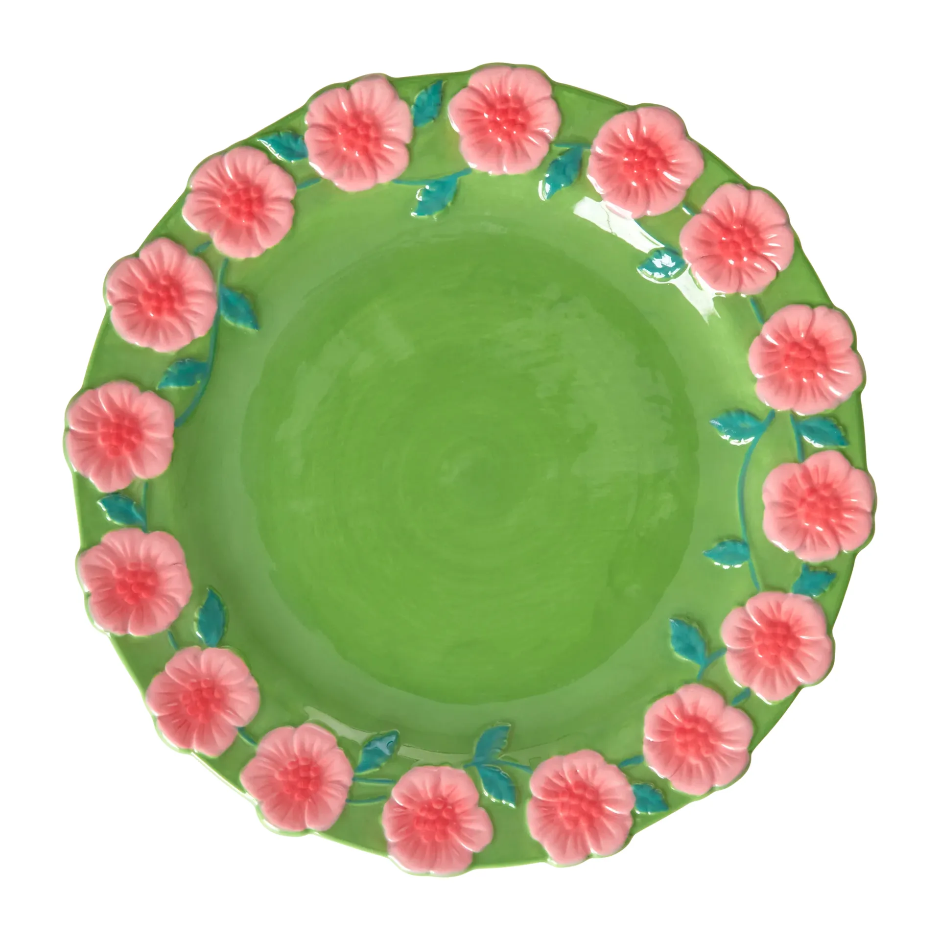Rice Embossed Flower keramieken bord Ø25,5 cm, Sage green RICE