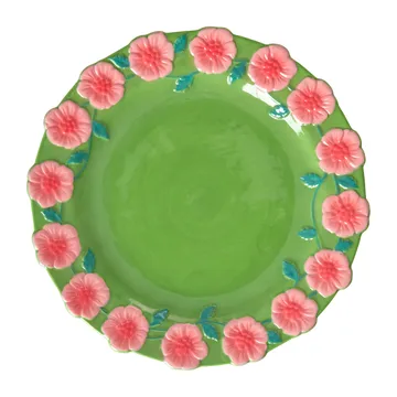 Rice Embossed Flower keramieken bord Ø25,5 cm - Sage green - RICE