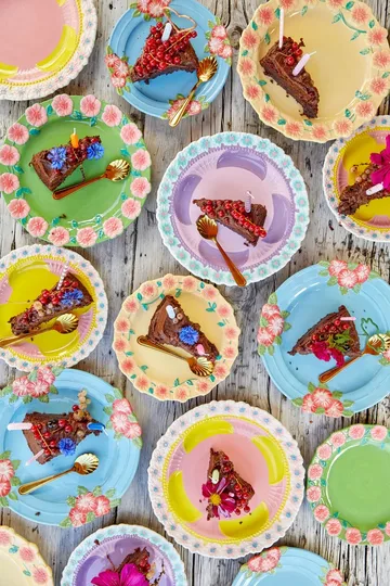 Rice Embossed Flower keramieken bord Ø25,5 cm - Sage green - RICE