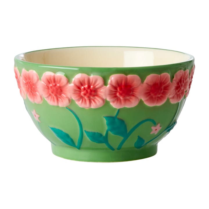 Rice Embossed Flower keramieken kom Ø12 cm - Sage Green - RICE