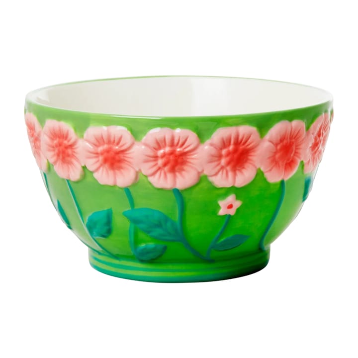 Rice Embossed Flower keramieken kom Ø14,5 cm - Sage green - RICE
