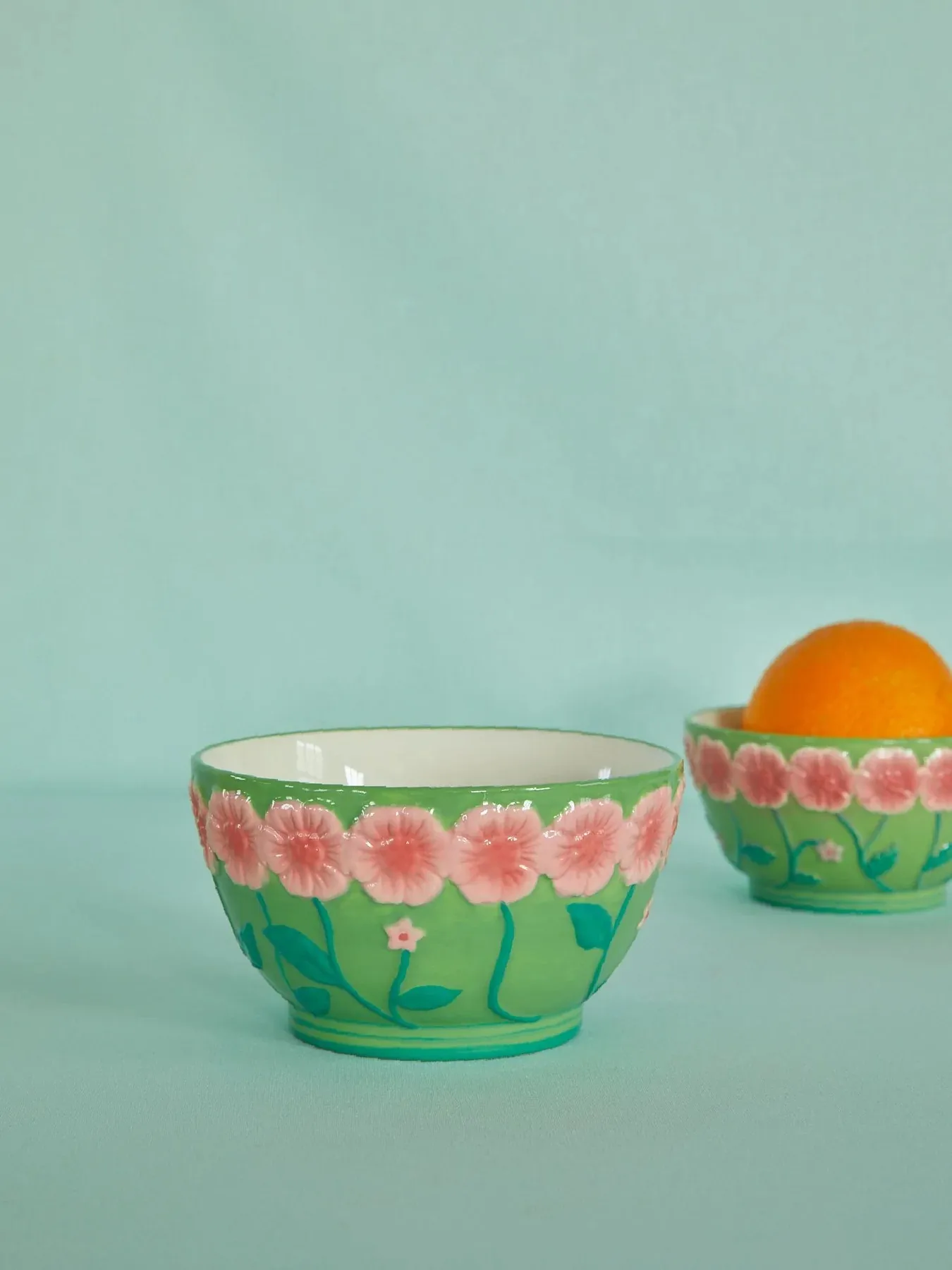 Rice Embossed Flower keramieken kom Ø14,5 cm, Sage green RICE