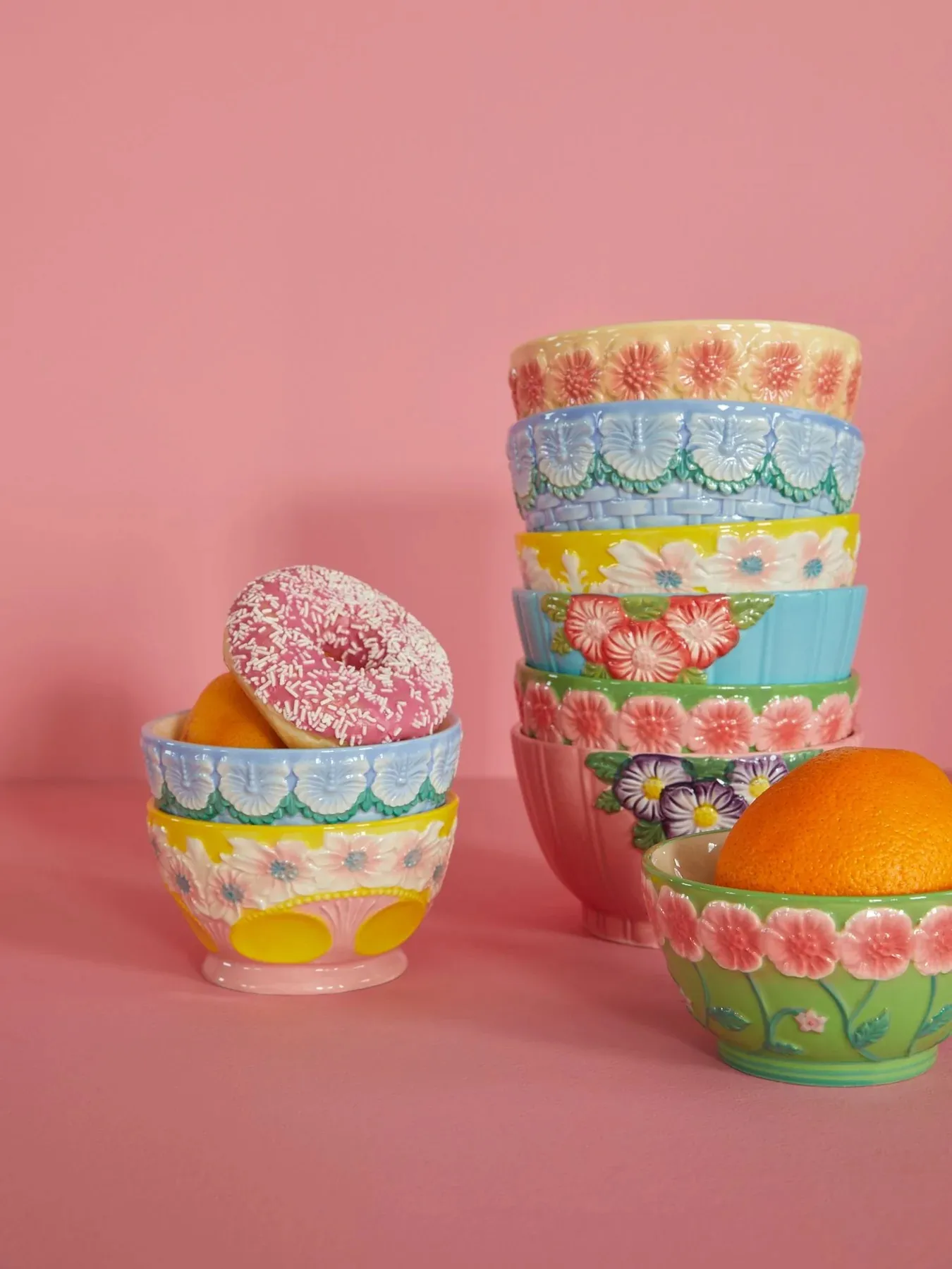 Rice Embossed Flower keramieken kom Ø14,5 cm, Sage green RICE