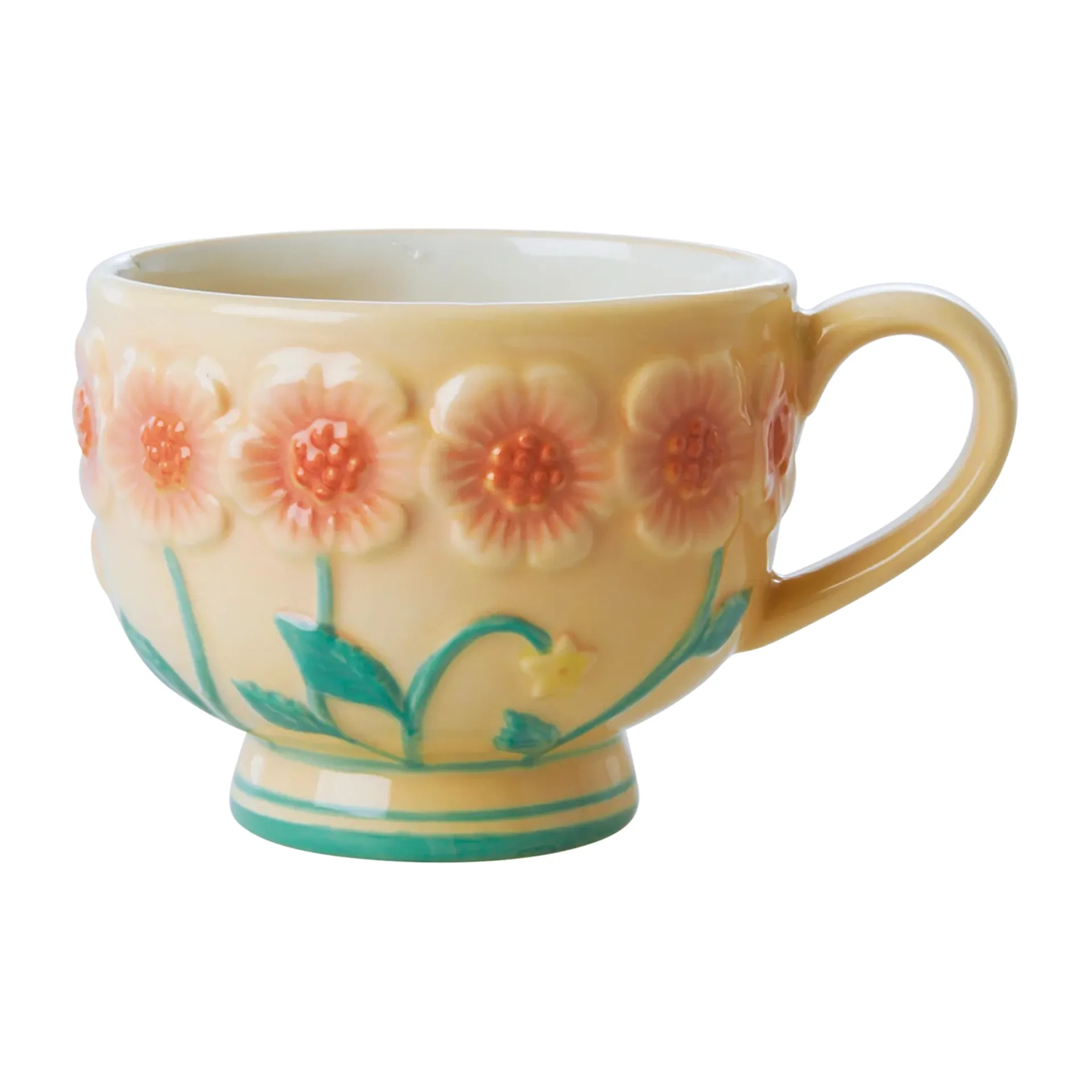 Rice Embossed Flower keramieken mok 30 cl, Crème RICE