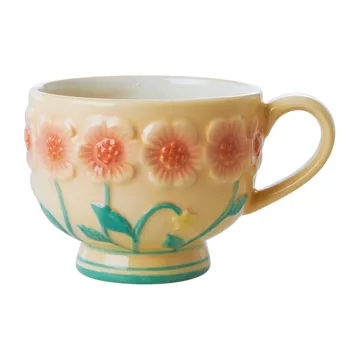 Rice Embossed Flower keramieken mok 30 cl - Crème - RICE