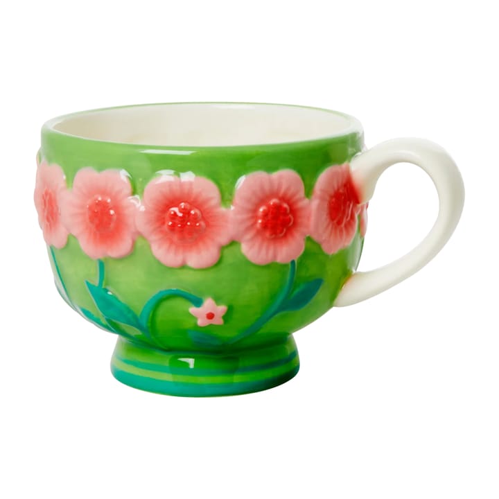 Rice Embossed Flower keramieken mok 30 cl, Sage green RICE