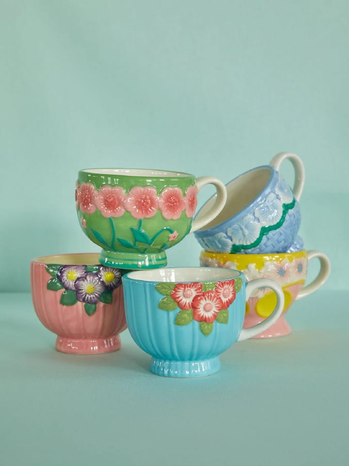 Rice Embossed Flower keramieken mok 30 cl, Sage green RICE