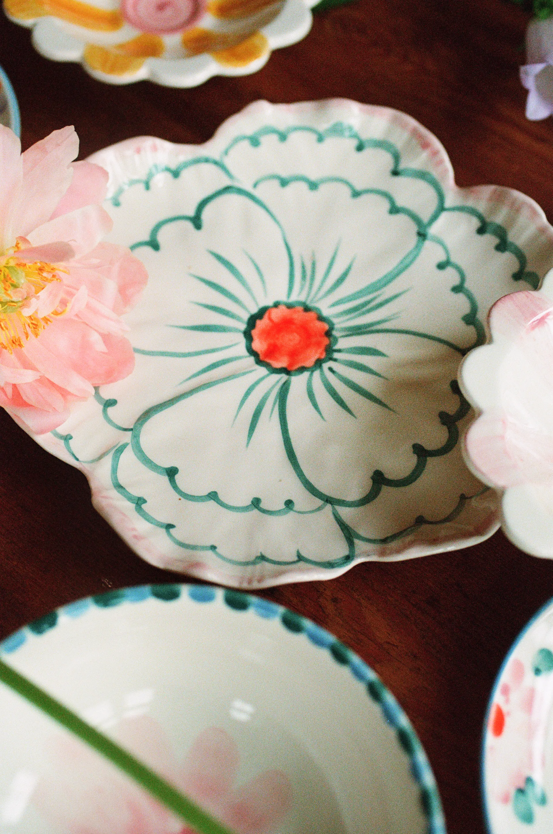 Rice Flower bord Ø19,5 cm, Pink border RICE