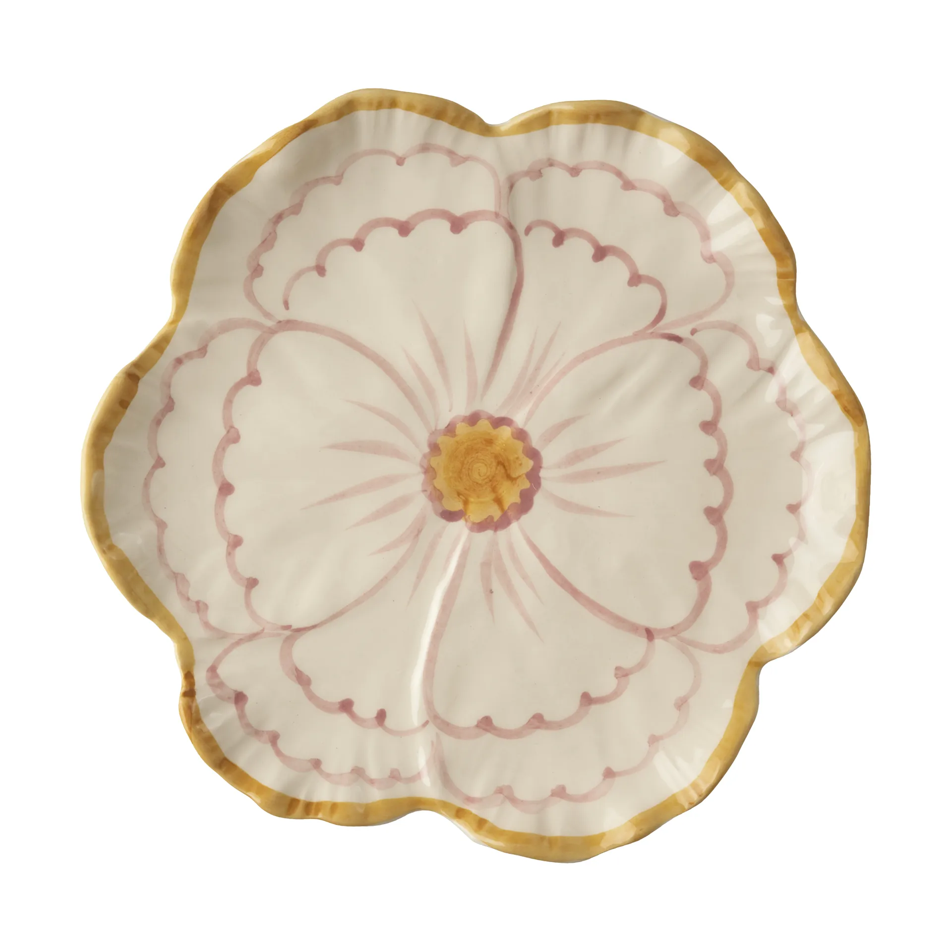 Rice Flower bord Ø19,5 cm, Yellow border RICE