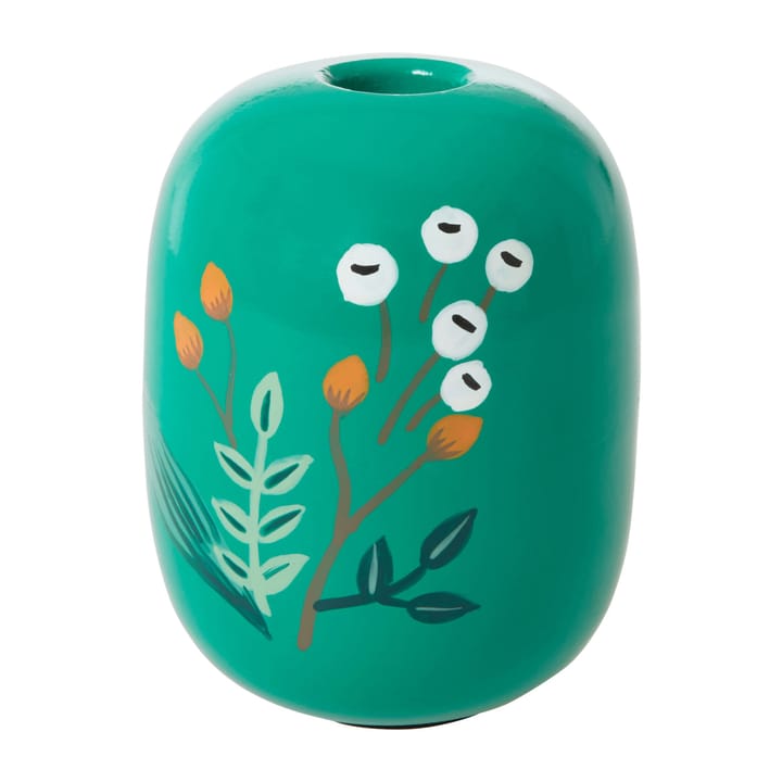 Rice kandelaar Ø8,5 cm, Green-handpainted flowers RICE