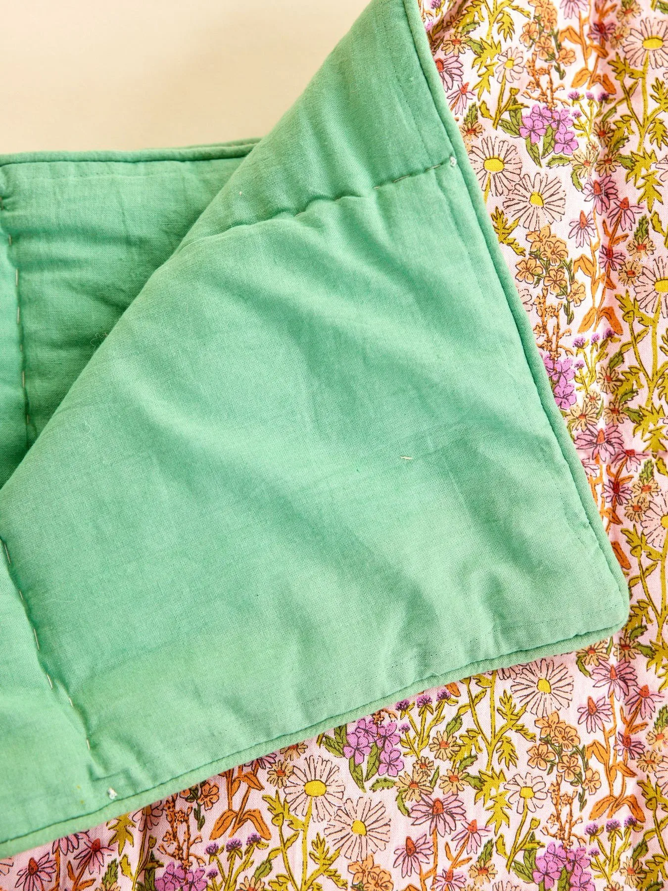 Rice katoenen deken gebloemd 140x200 cm, Multi-green RICE