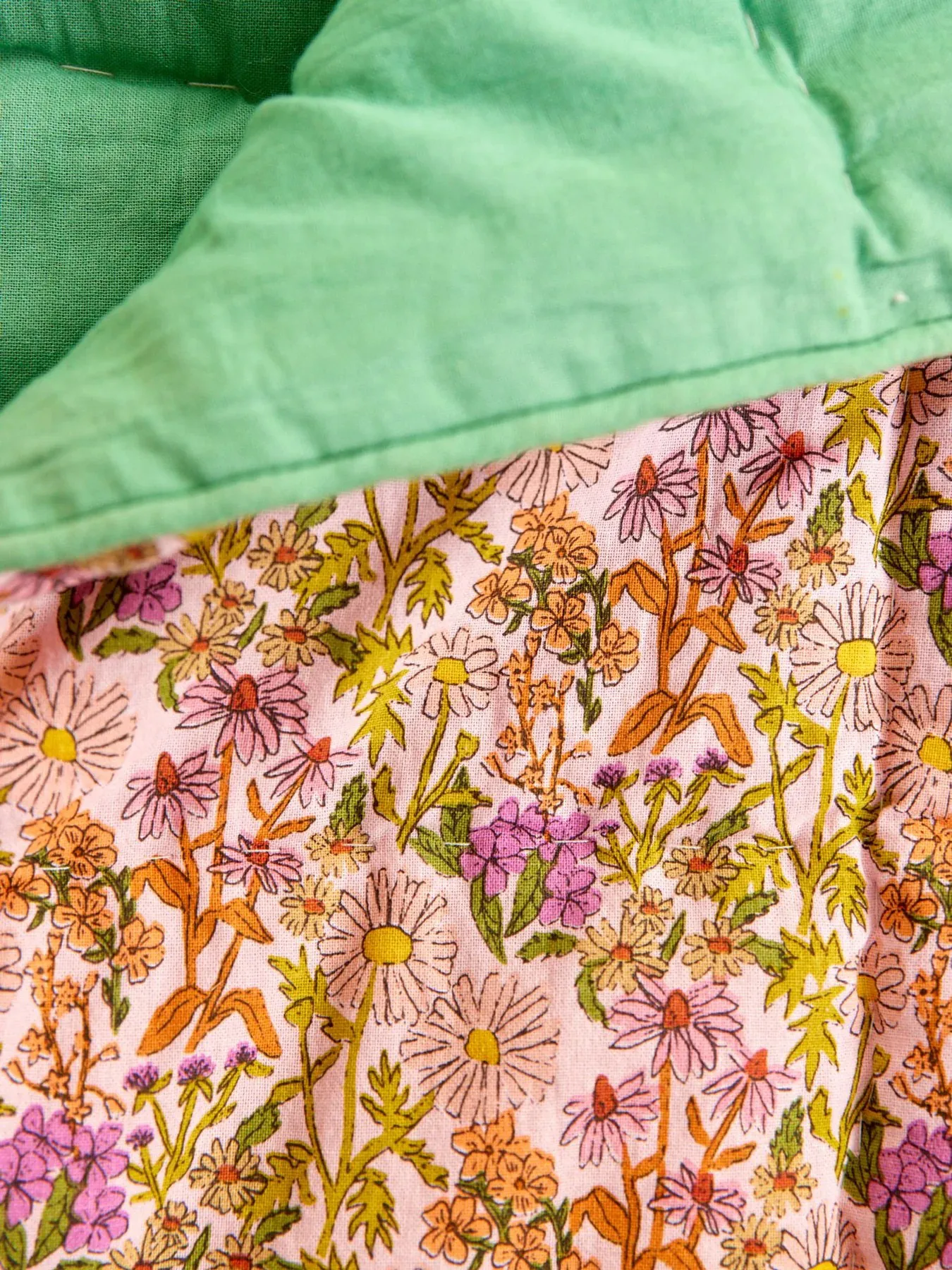 Rice katoenen deken gebloemd 140x200 cm, Multi-green RICE