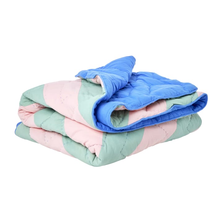 Rice katoenen deken gestreept 140x200 cm - Pink-green-blue - RICE