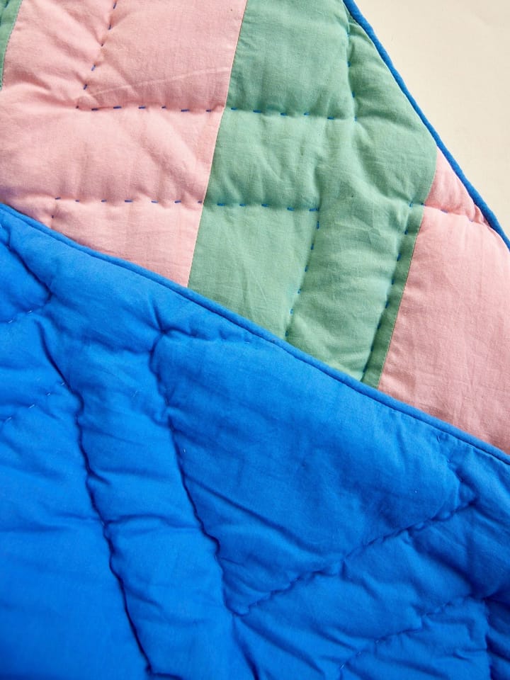 Rice katoenen deken gestreept 140x200 cm - Pink-green-blue - RICE
