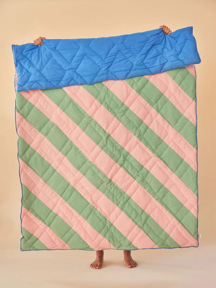 Rice katoenen deken gestreept 140x200 cm - Pink-green-blue - RICE