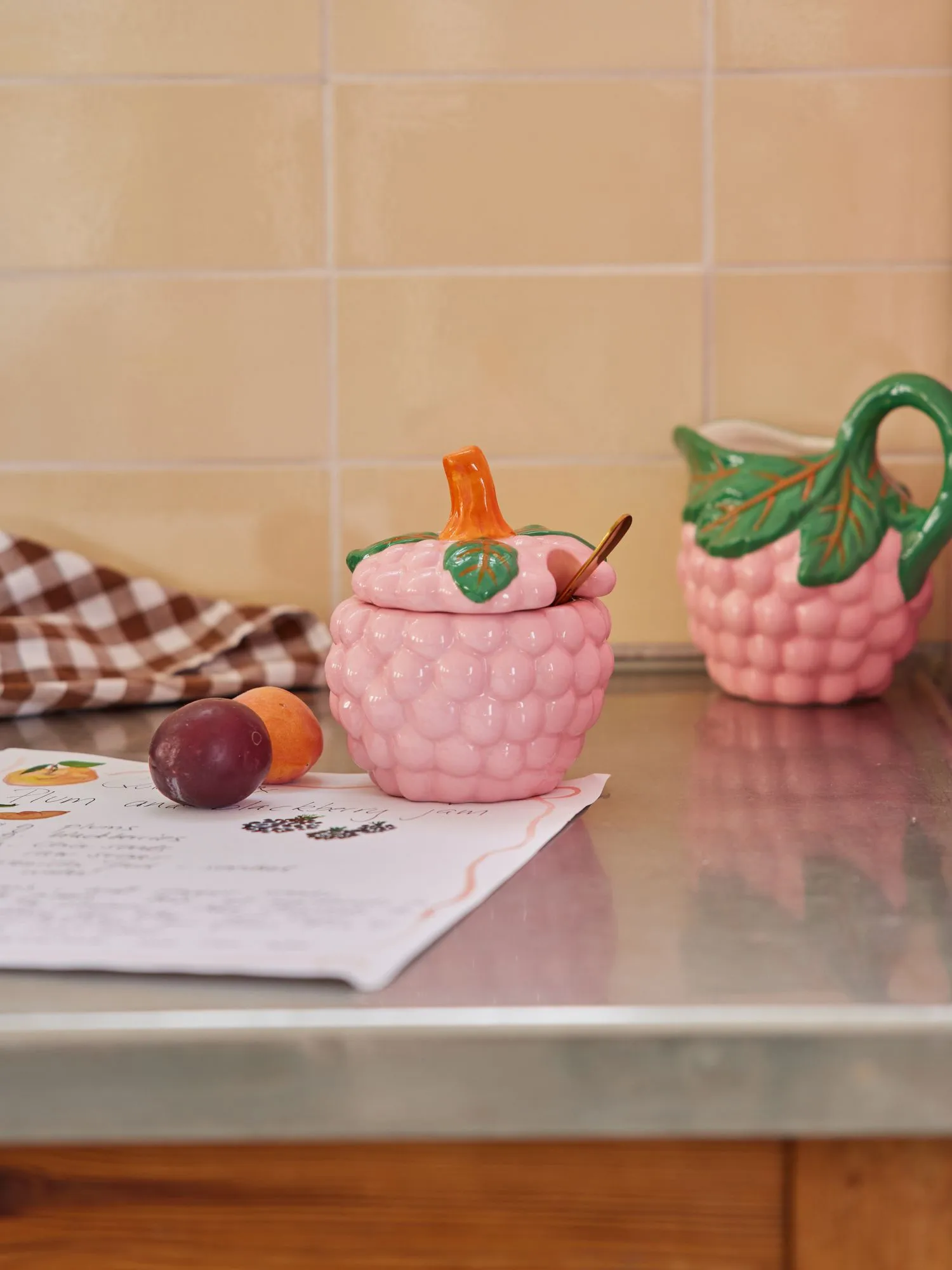 Rice keramische schaal met deksel, Pink RICE