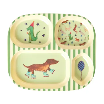Rice kinderbord melamine 4 vakken - Animal print-green - RICE