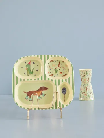 Rice kinderbord melamine 4 vakken - Animal print-green - RICE