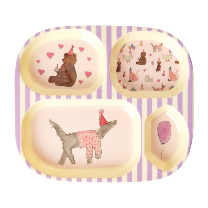 Rice kinderbord melamine 4 vakken - Animal print-lavender - RICE