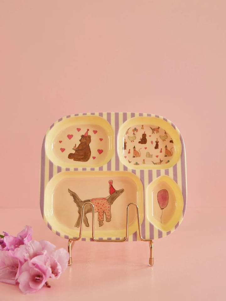 Rice kinderbord melamine 4 vakken - Animal print-lavender - RICE