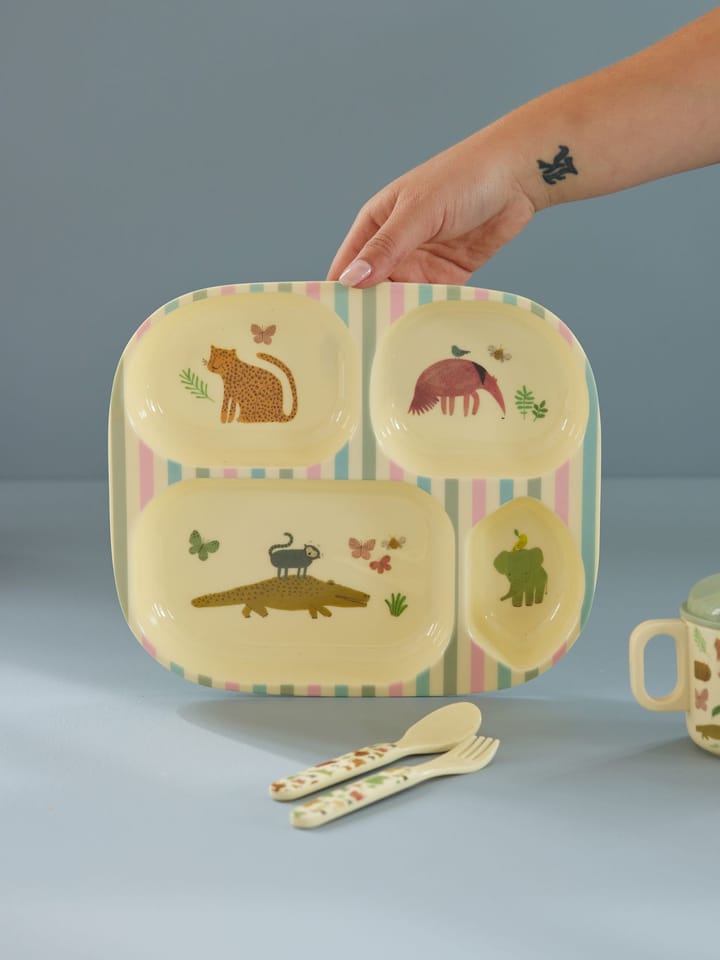 Rice kinderbord melamine 4 vakken, Sweet Jungle Print RICE
