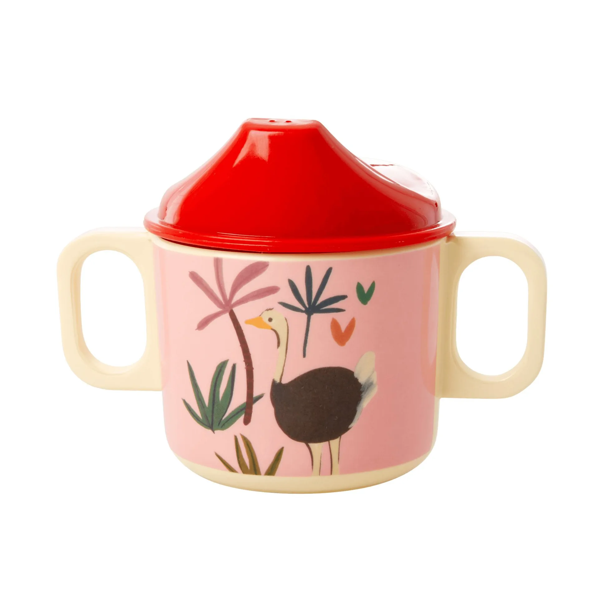 Rice kindermok met twee handvatten Jungle animals, Rood-roze RICE