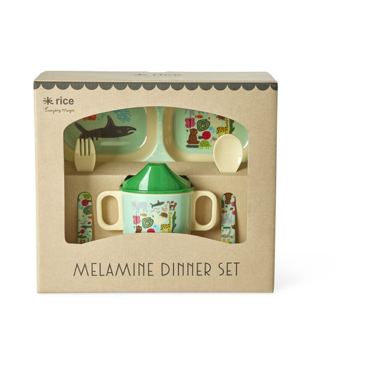 Rice kinderservies 4-delig - Wildlife mint - RICE