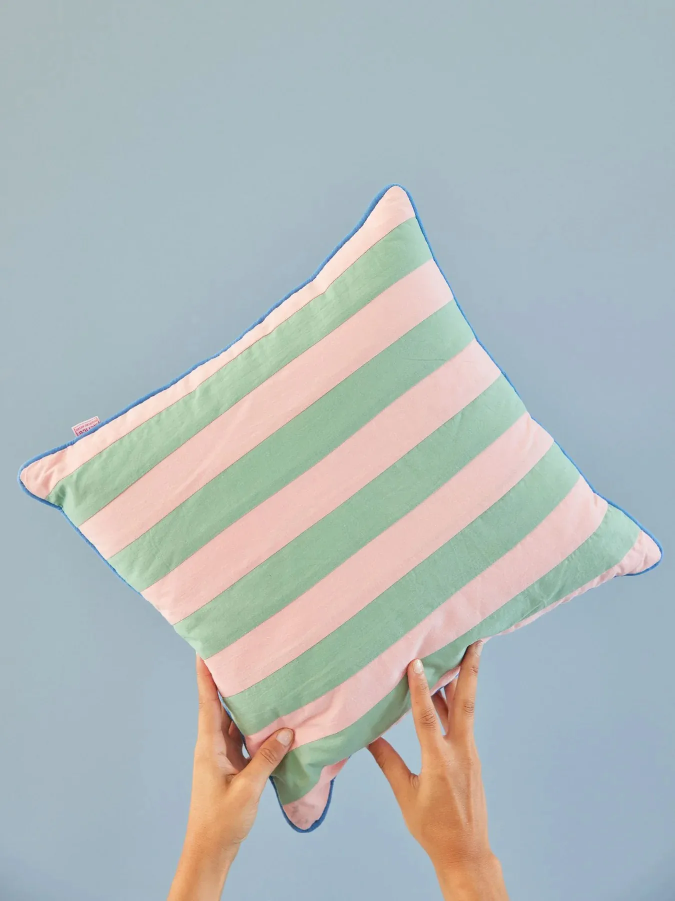 Rice kussen gestreept 40x40 cm, Pink-green RICE