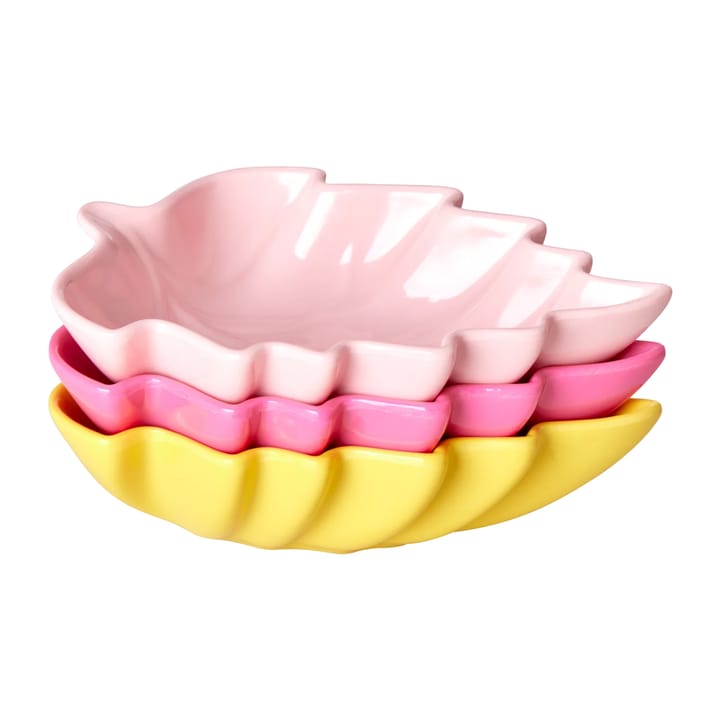 Rice Leaf serveerschaal melamine 3-delig - Pink-yellow-fuchsia - RICE