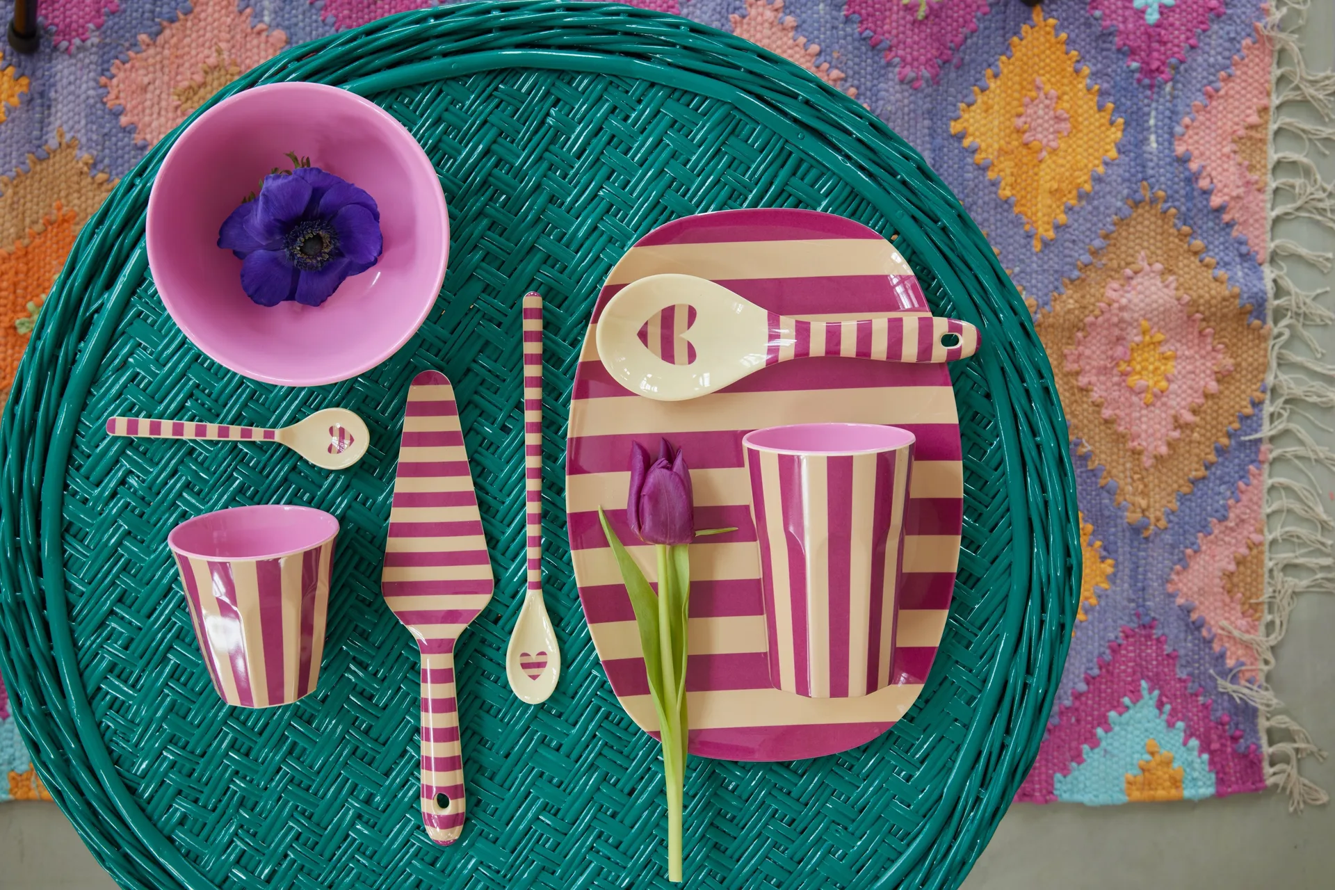 Rice melaminebord 22x30 cm, Graphic flower RICE