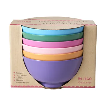 Rice melaminekom medium Ø15 cm 6-delig - Multi - RICE