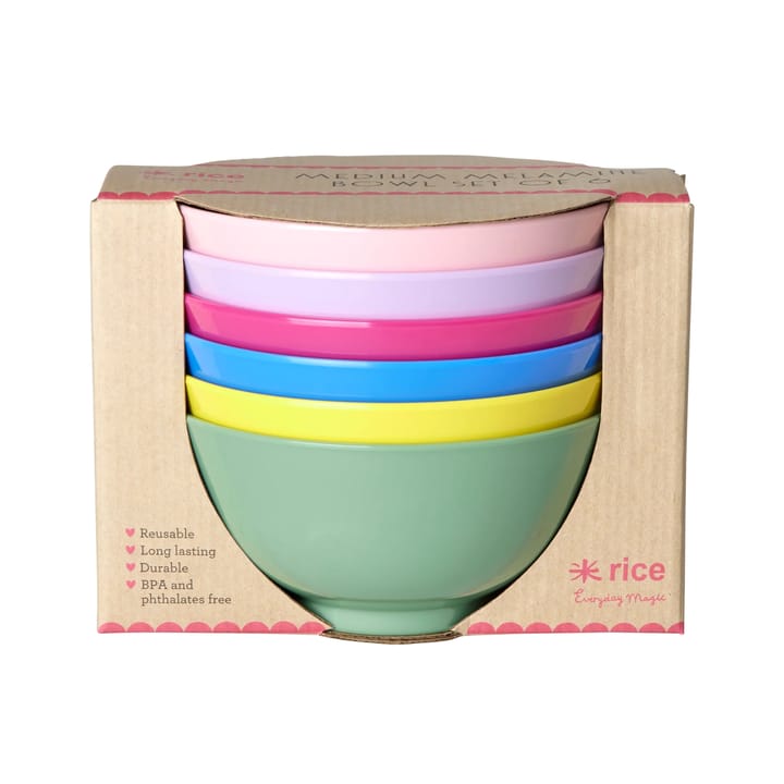 Rice melaminekom medium Ø15 cm 6-delig - Multicolor - RICE