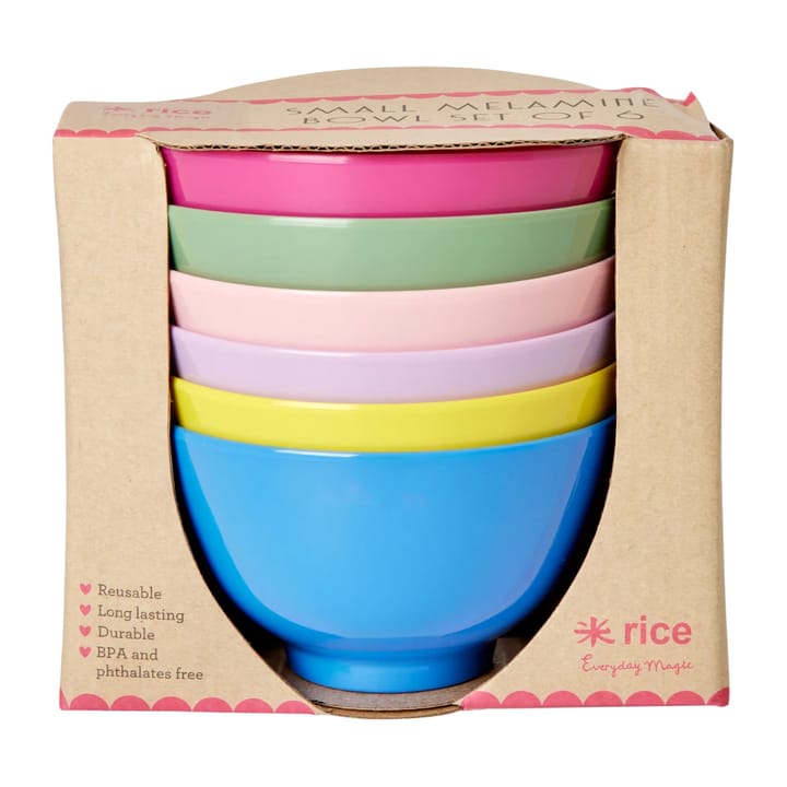 Rice melaminekom small Ø11 cm 6-delig - Multicolor - RICE