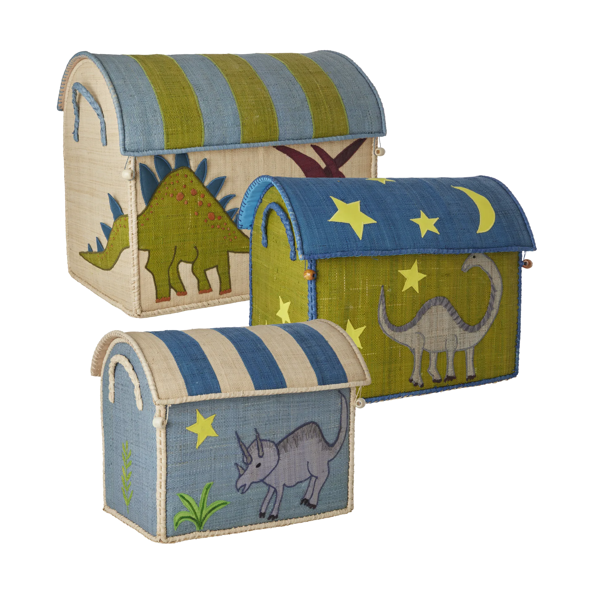 Rice raffia opbergmand 3-delig, New Dinosaur Theme RICE