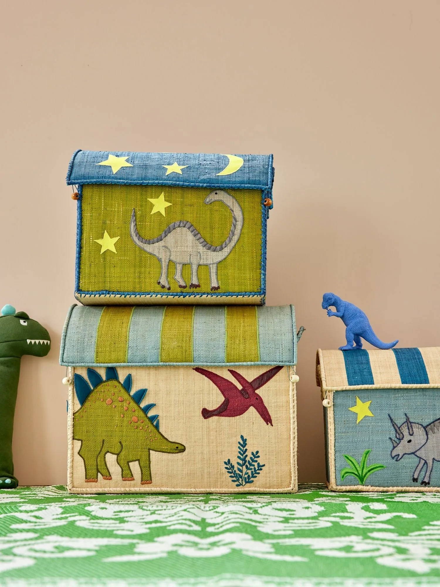 Rice raffia opbergmand 3-delig, New Dinosaur Theme RICE