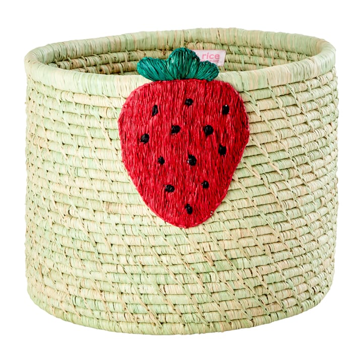 Rice raffia opbergmand Ø35 cm - Strawberry embroidery - RICE