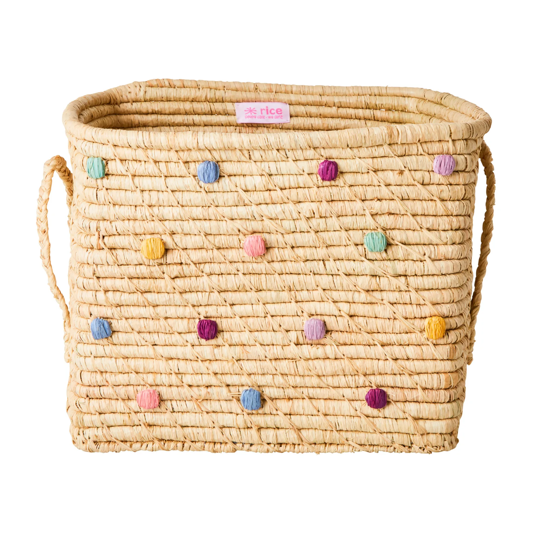 Rice raffia opbergmand gestippeld, Dance out colors RICE