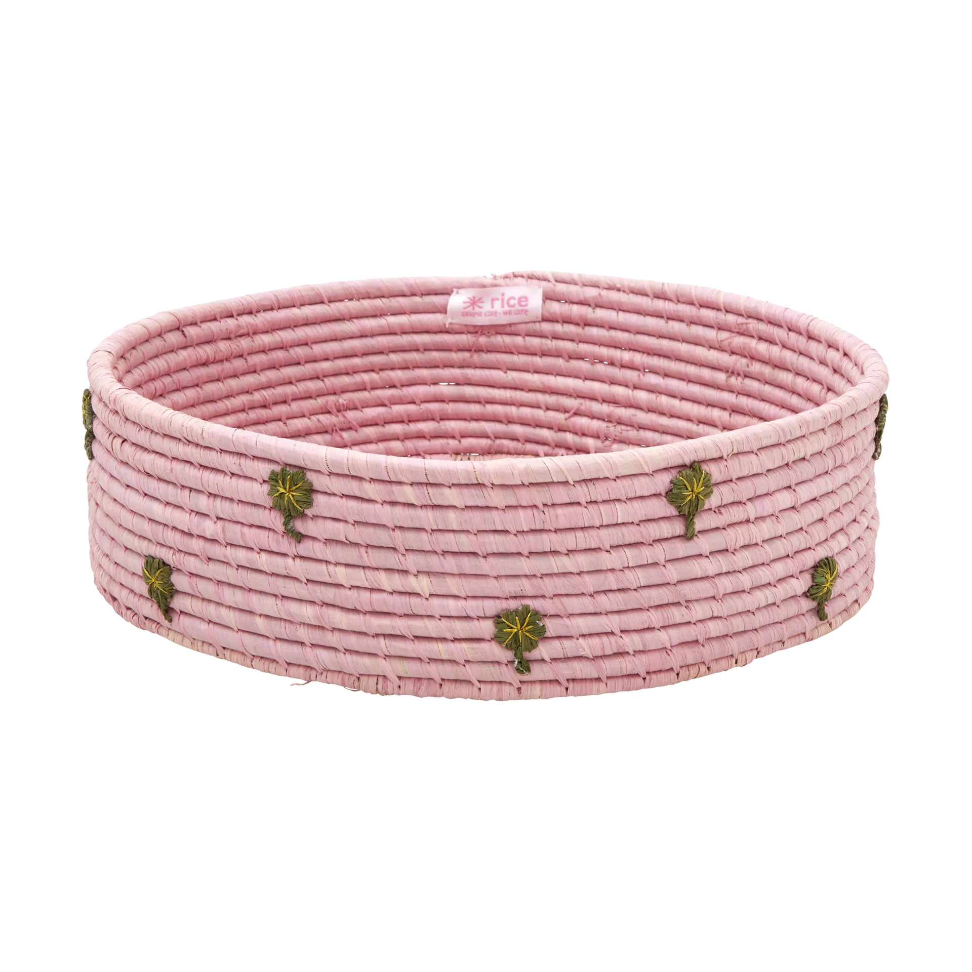 Rice raffia opbergmand laag Ø35 cm, Pink RICE