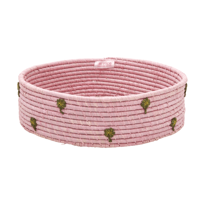 Rice raffia opbergmand laag Ø35 cm, Pink RICE