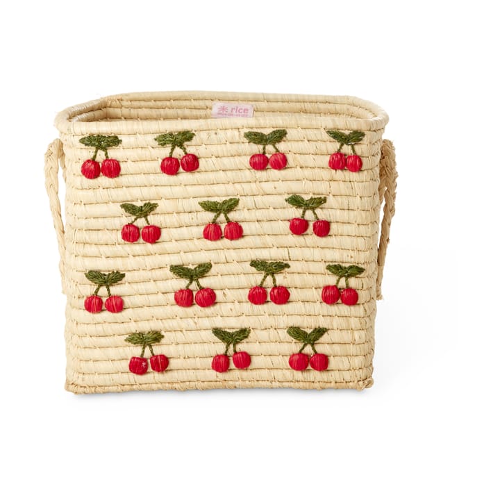 Rice raffiamand met handvat 30x30 cm - Kers - RICE