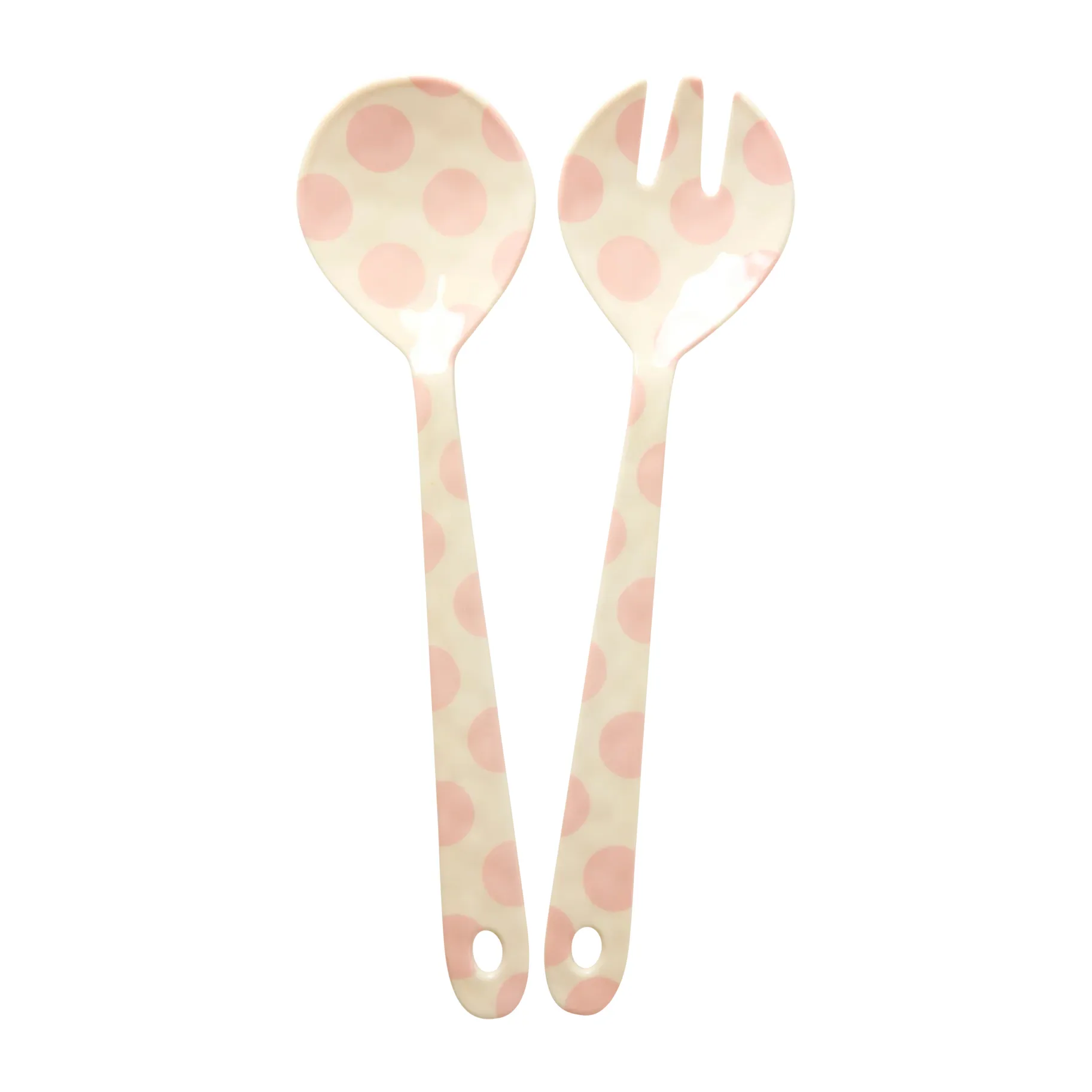 Rice saladebestek melamine 2-delig, Pink dots RICE