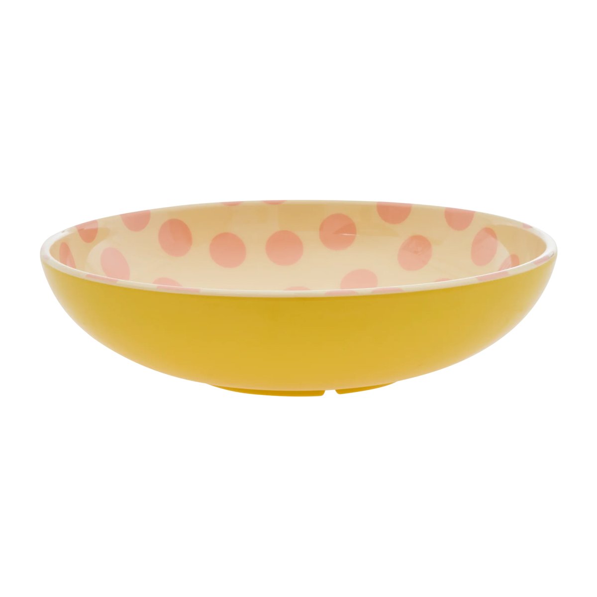 Rice saladeschaal melamine o29,9 cm Pink dots-yellow